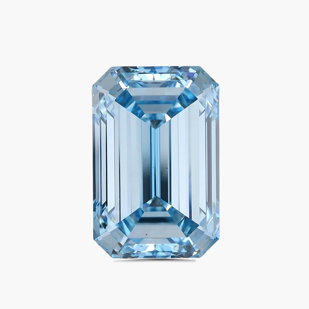 4.04 cts Emerald Cut Fancy Intense Blue Lab Diamond | IGI Certified