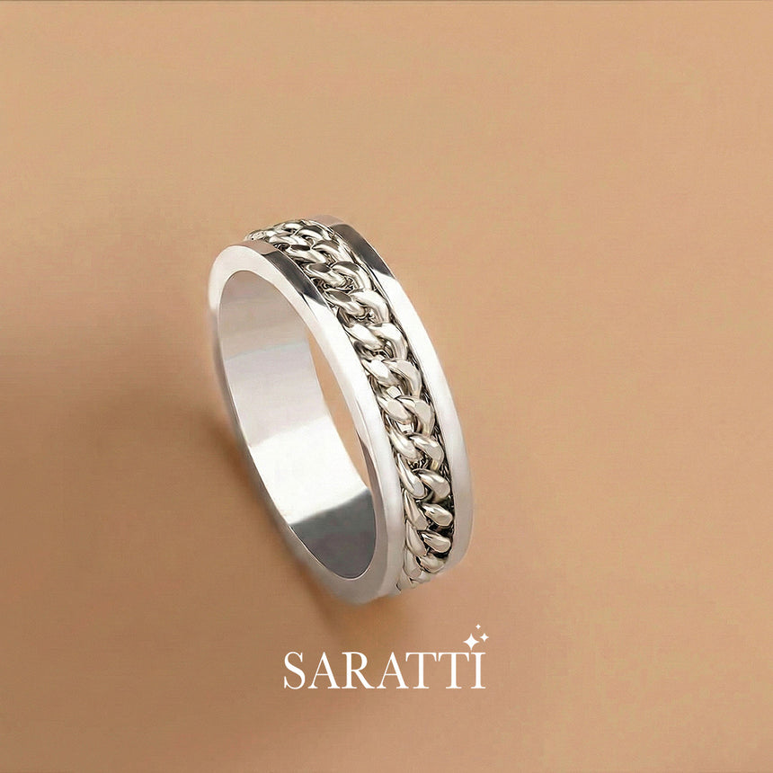 El cubano amarillo cuban link ring 6mm platinum | SARATTI