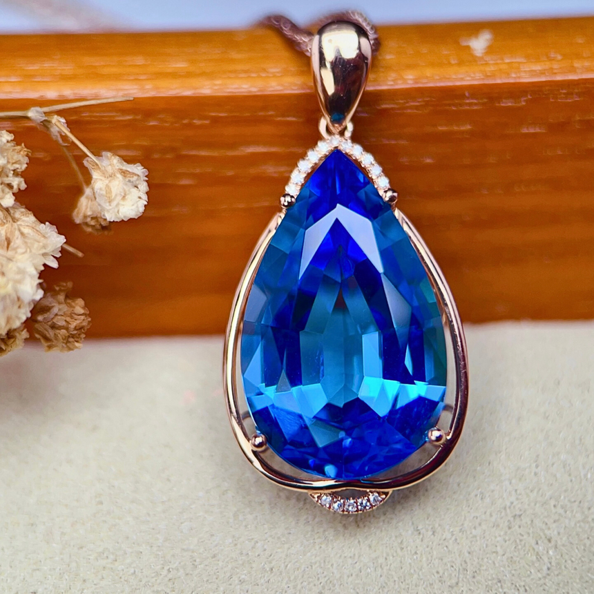 December birthstone Swiss Blue Topaz pendant jewelry