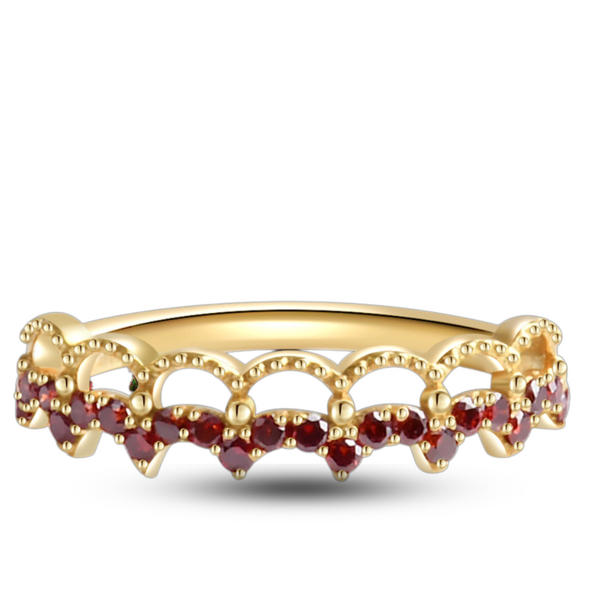 The Ember Tiara- Red Diamond Vintage-Inspired Yellow Gold Band
