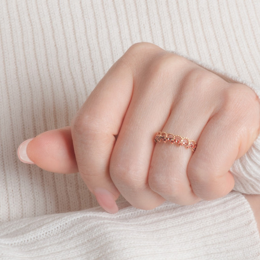 The Ember Tiara- Red Diamond Vintage-Inspired Yellow Gold Band