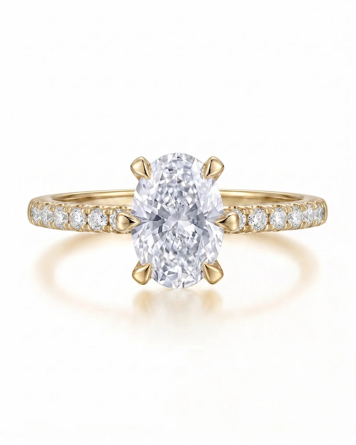 Jade – Natural Oval Diamond Six-Prong Pavé Engagement Ring
