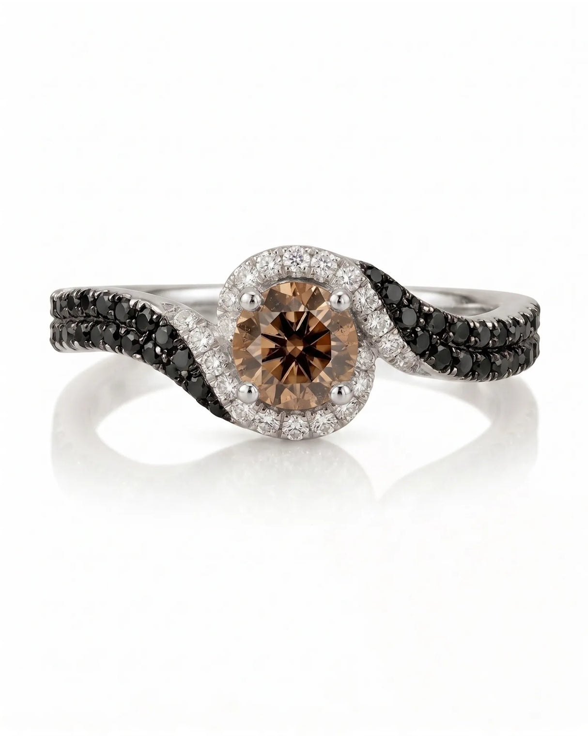 Esther – Natural Champagne Diamond Halo Engagement Ring