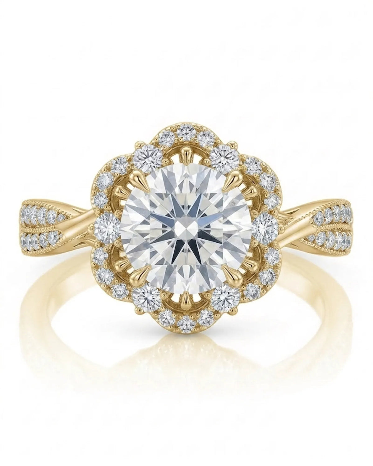 Madea – Radiant Embrace Natural Round Diamond Double Halo Ring
