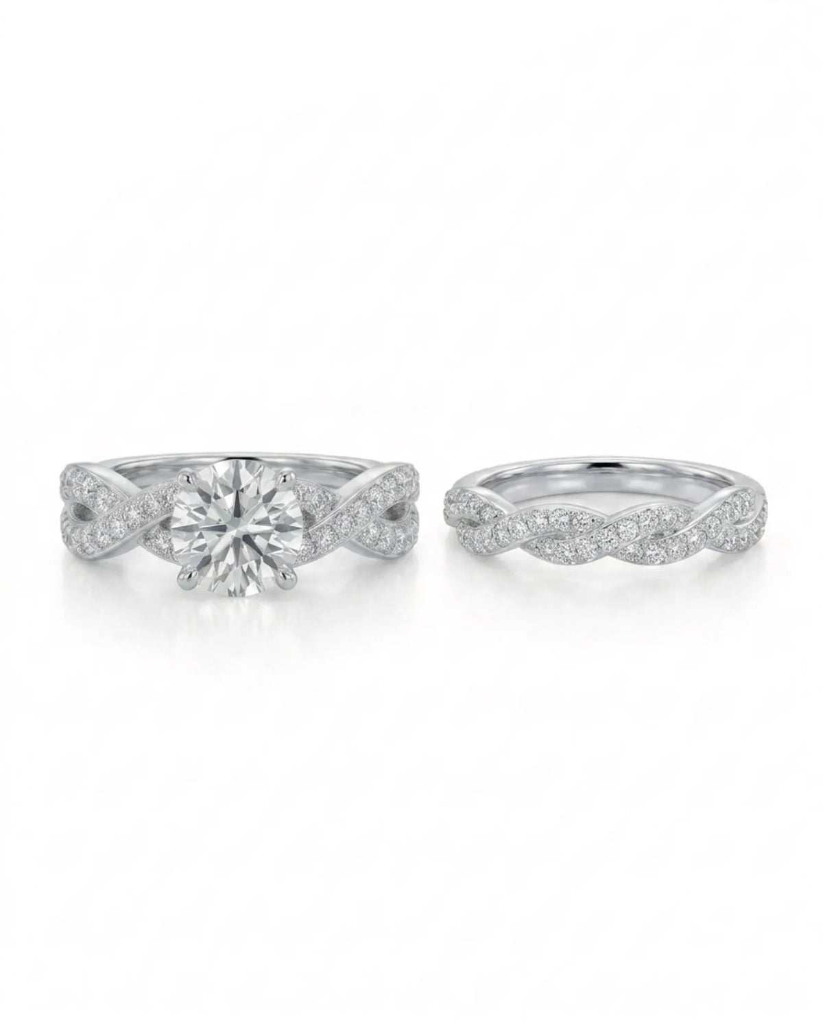 Donna – Natural Round Diamond Twisted-Shank Bridal Set