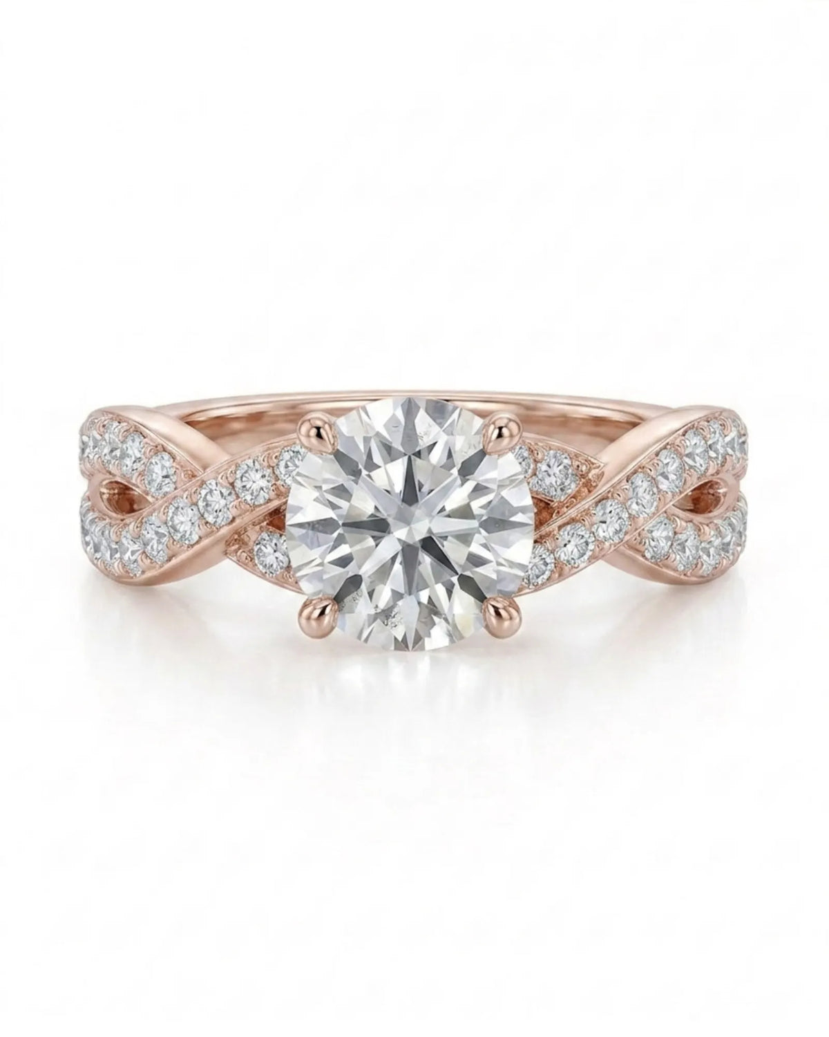 Donna – Natural Round Diamond Twisted-Shank Bridal Set