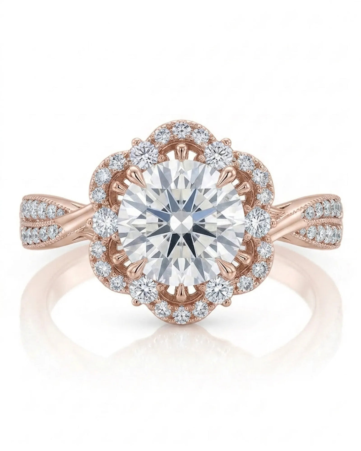 Madea – Radiant Embrace Natural Round Diamond Double Halo Ring