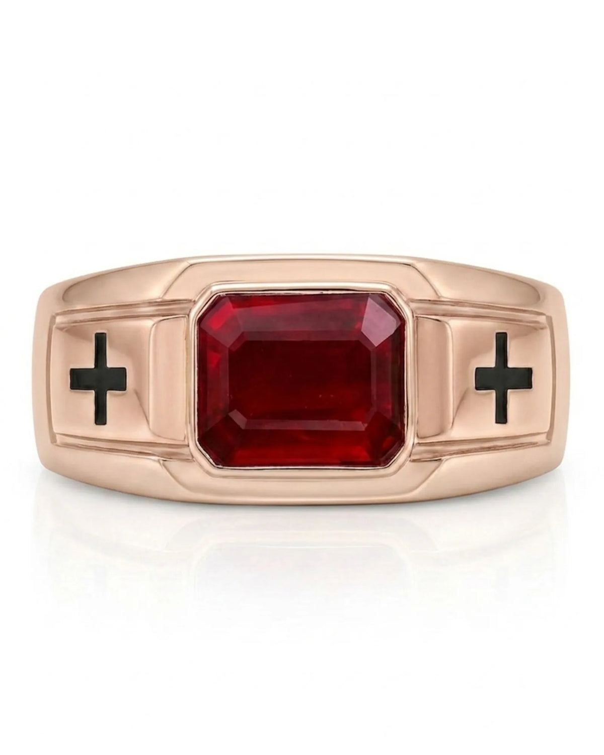 Dominion Ruby Cross men’s signet band, front view 4 | SARATTI