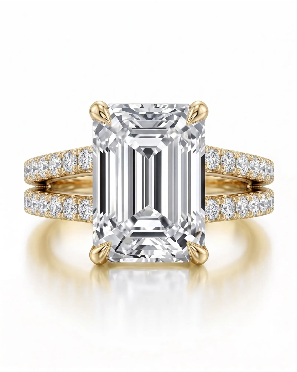Lilah – Natural Emerald-Cut Diamond Split-Shank Engagement Ring