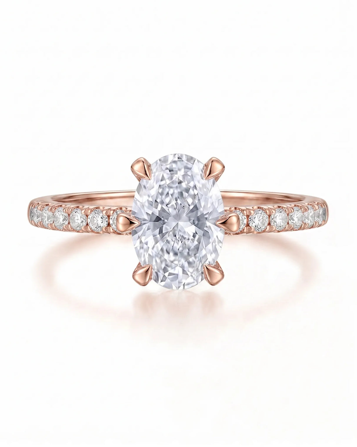 Jade – Natural Oval Diamond Six-Prong Pavé Engagement Ring