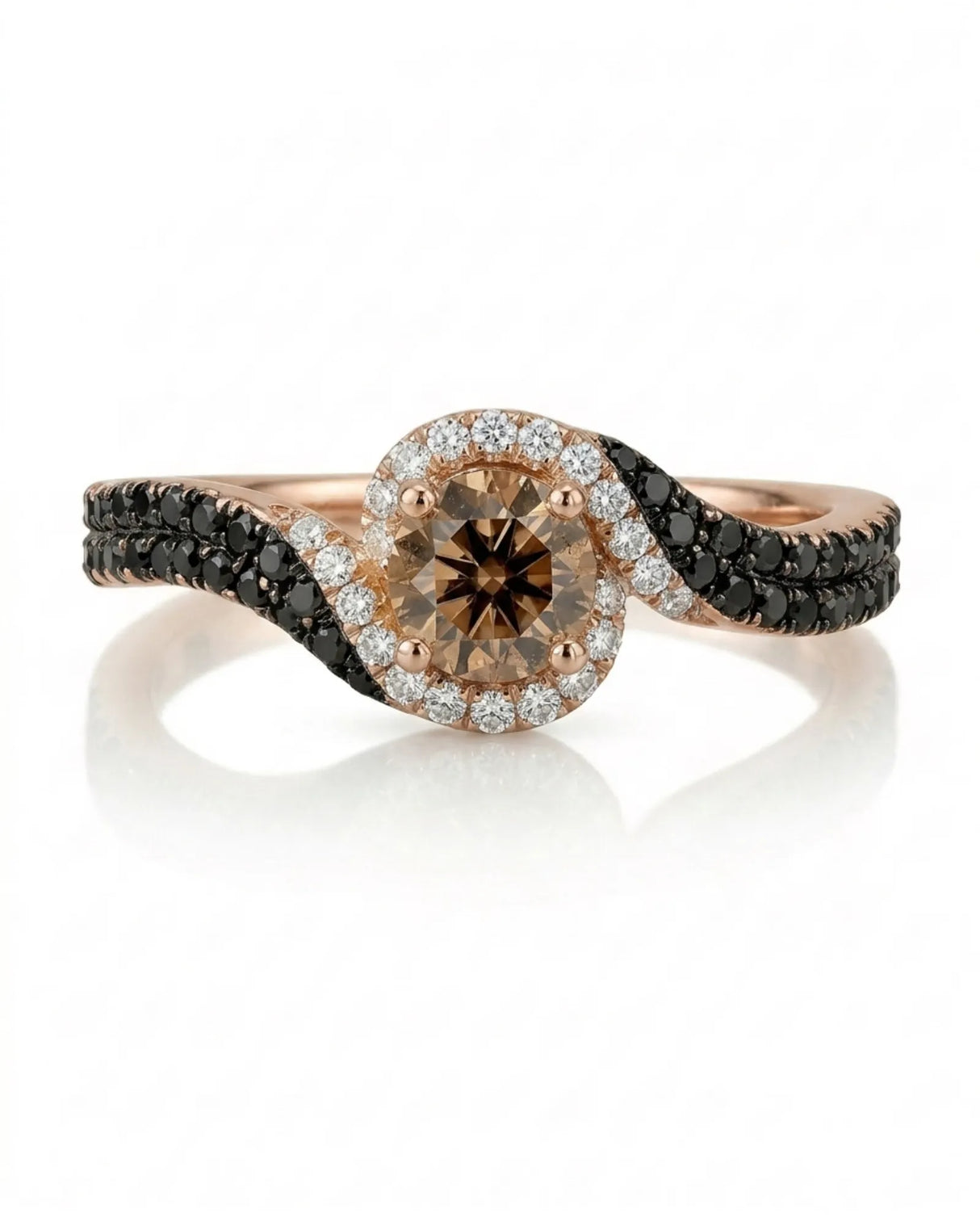 Esther – Natural Champagne Diamond Halo Engagement Ring