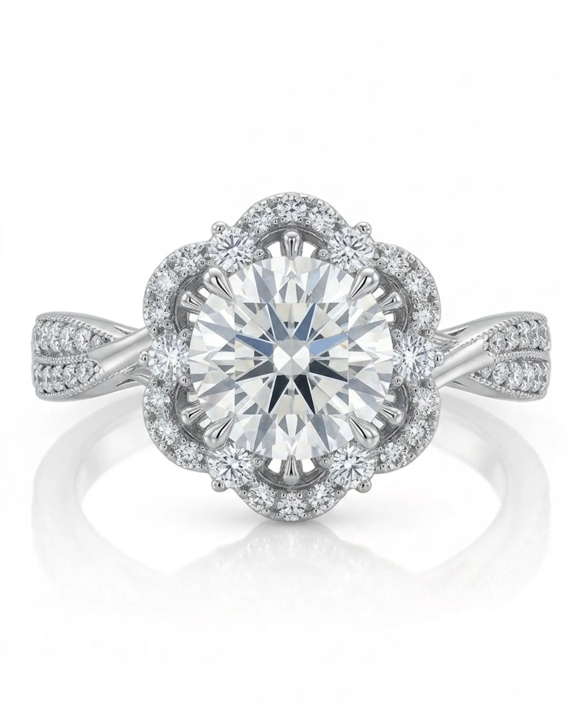 Madea – Radiant Embrace Natural Round Diamond Double Halo Ring