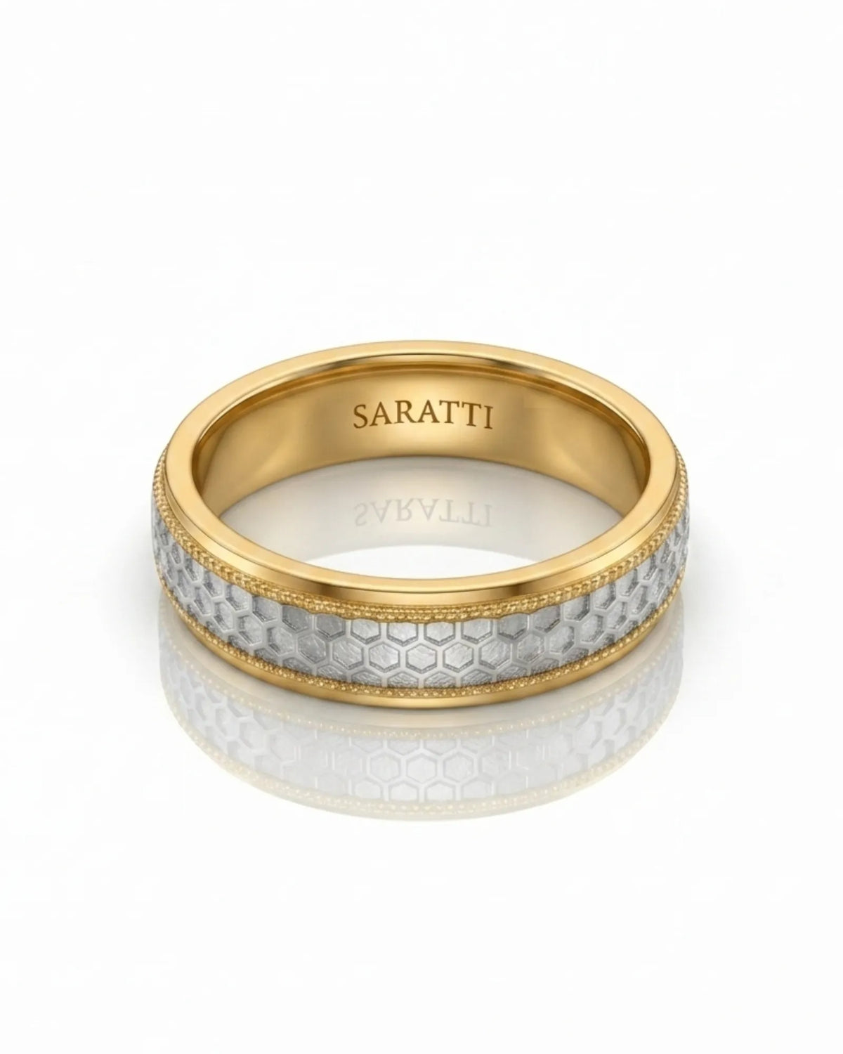 Aurelian Honeycomb wedding band, front view 1 | SARATTI