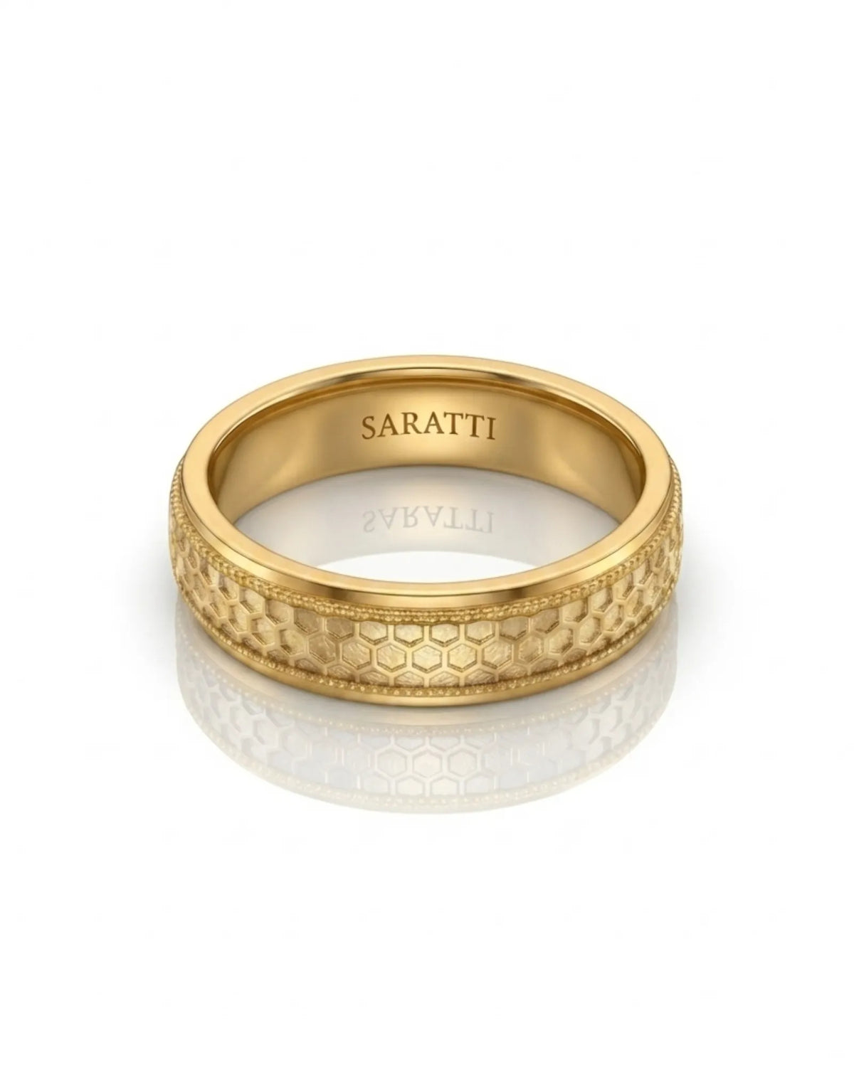 Aurelian Honeycomb wedding band, front view 3 | SARATTI
