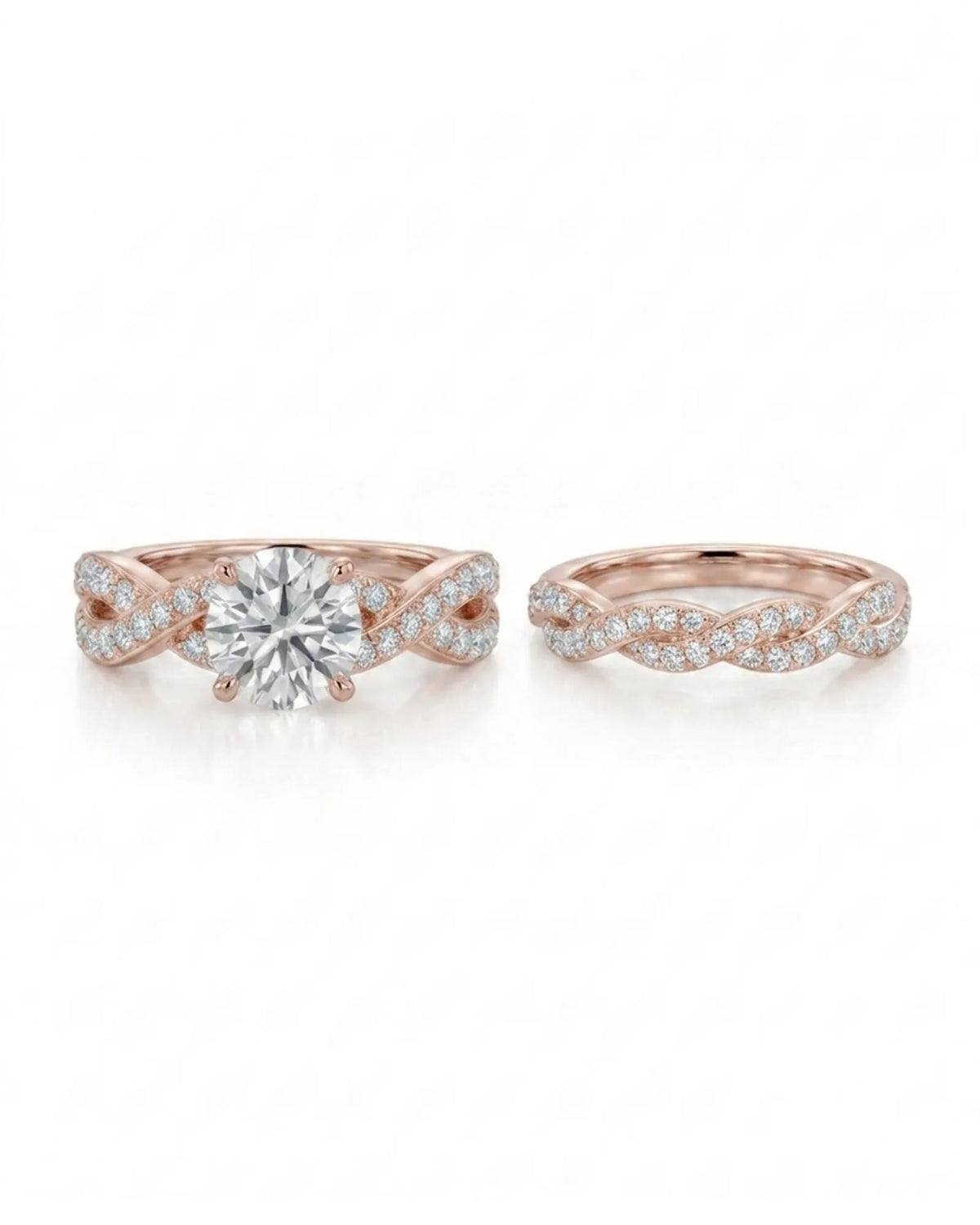 Donna – Natural Round Diamond Twisted-Shank Bridal Set