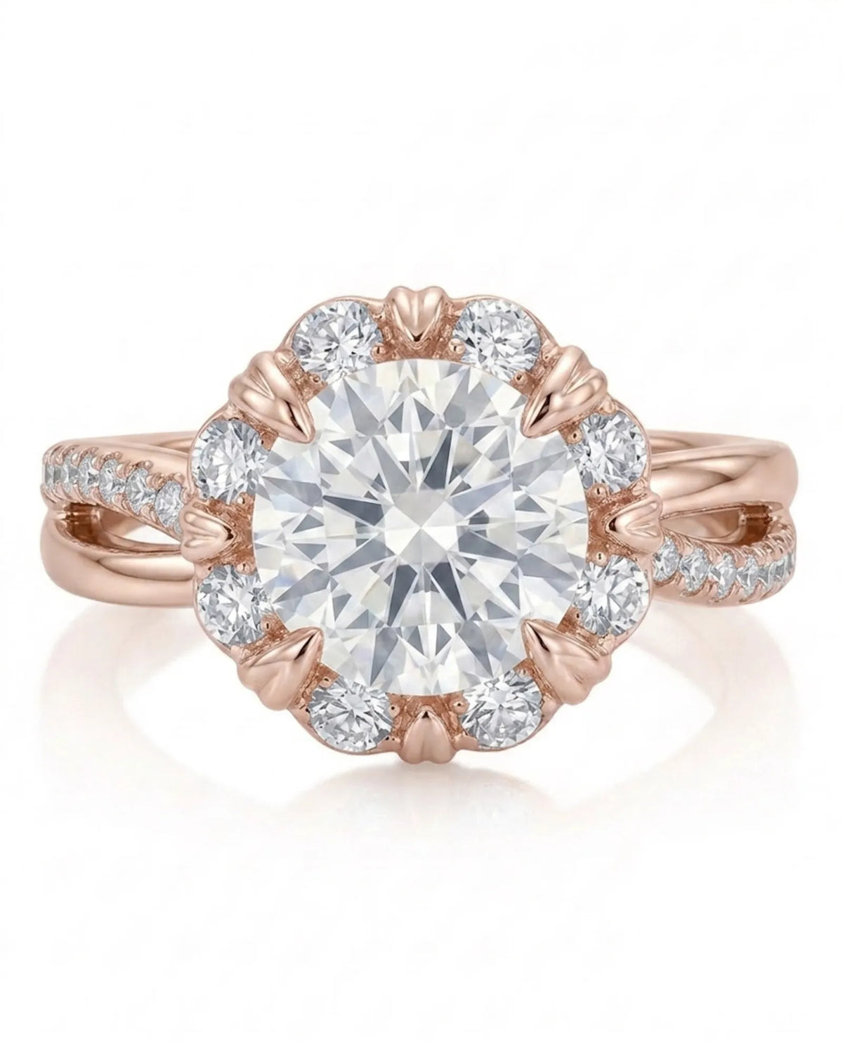 Merida – Sweet Serenity Natural Round Diamond Floral Halo Ring