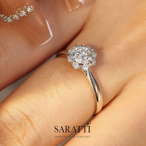 Engagement Ring with Round Halo | Modern Gem Jewelry | Saratt