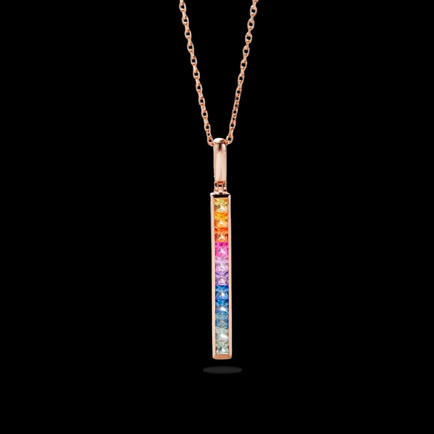 Prism Cascade - Rainbow Sapphire Pendant in 18K Gold