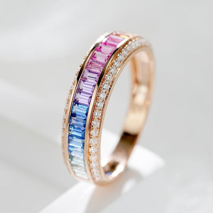 Chromatic Fusion : Natural Sapphire and Diamond Eternity Band