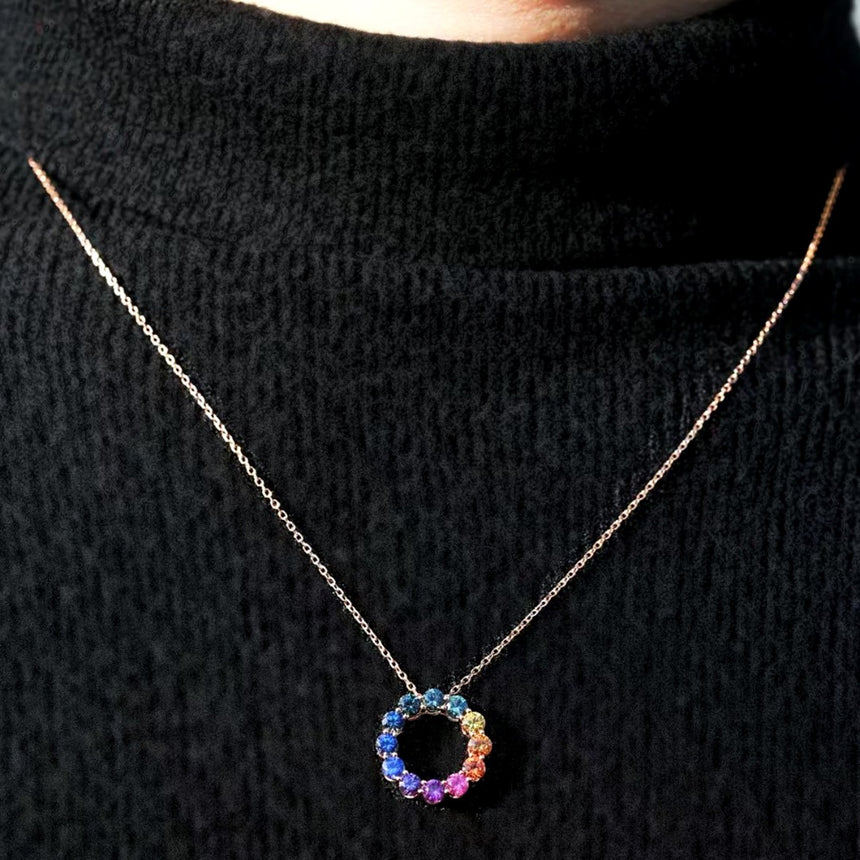 Fancy Colored Sapphire Pendant in Circular Design | Saratti