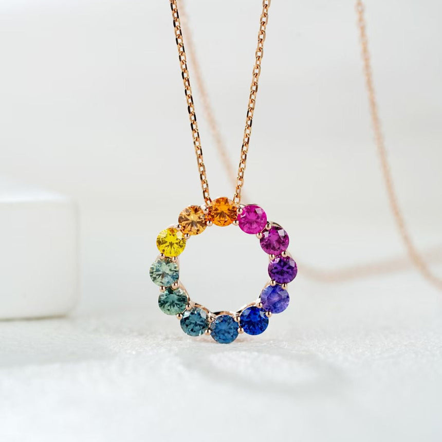 Fancy Colored Sapphire Pendant in Rose Gold | Saratti