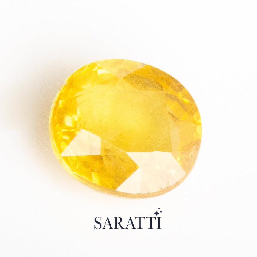 Fancy Yellow Natural Sapphire Gemstone in Oval Shape - 1.46 carats | SARATTI