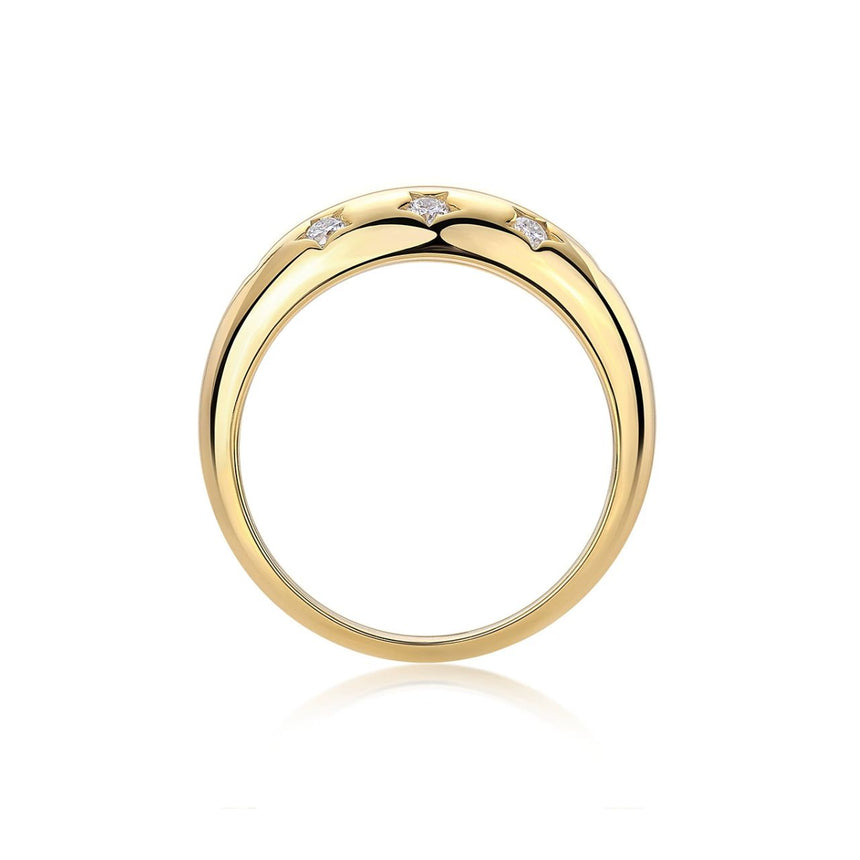 Astral Gleam: Diamond Star Fashion Gold Vermeil Band