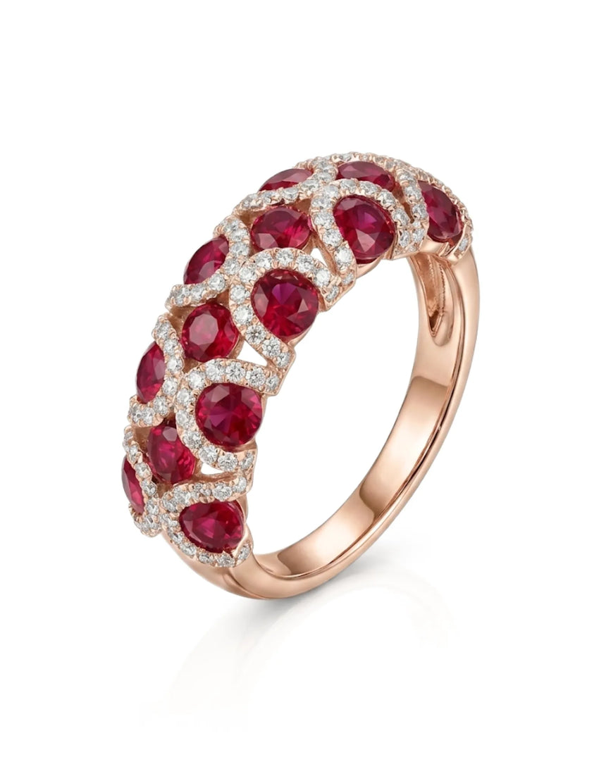 Fine jewelry natural ruby diamond ring in 18K Rose Gold | SARATTI