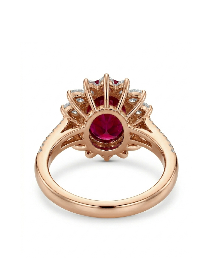 Fine jewelry natural ruby halo ring in 18K Yellow Gold | SARATTI