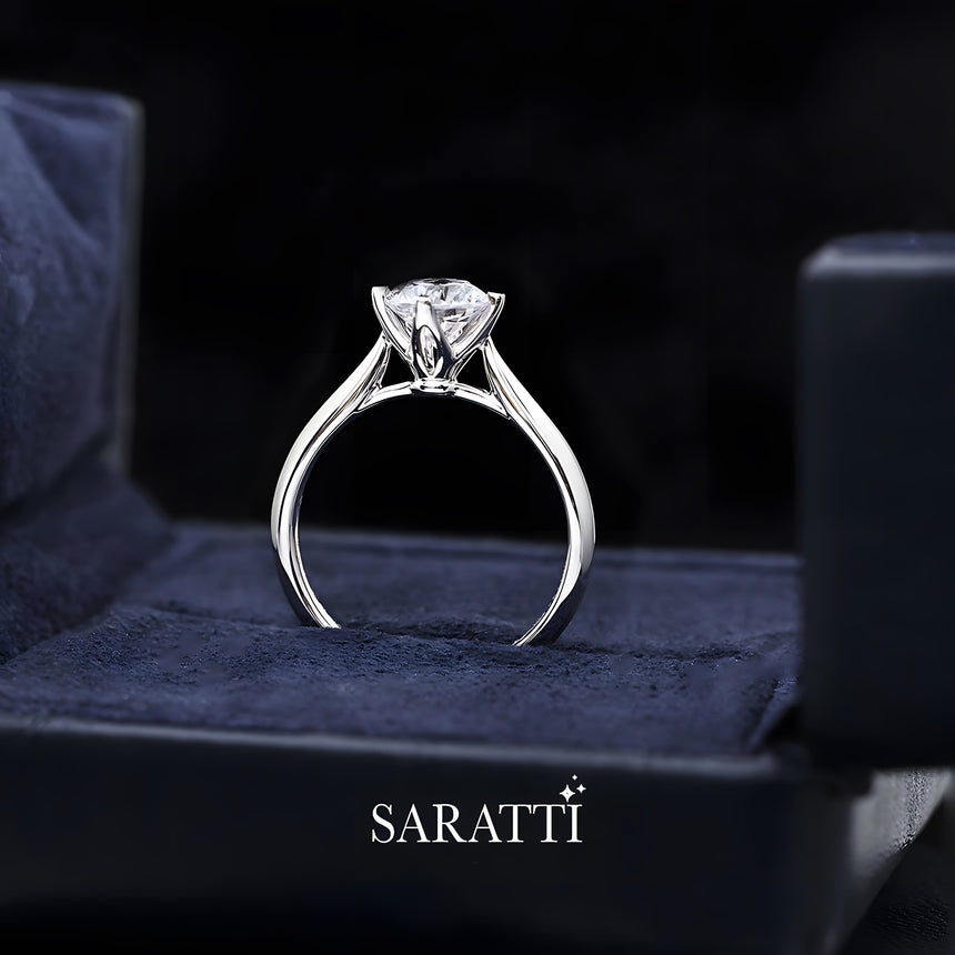Floral Design Natural Diamond Ring in White Gold | Saratti