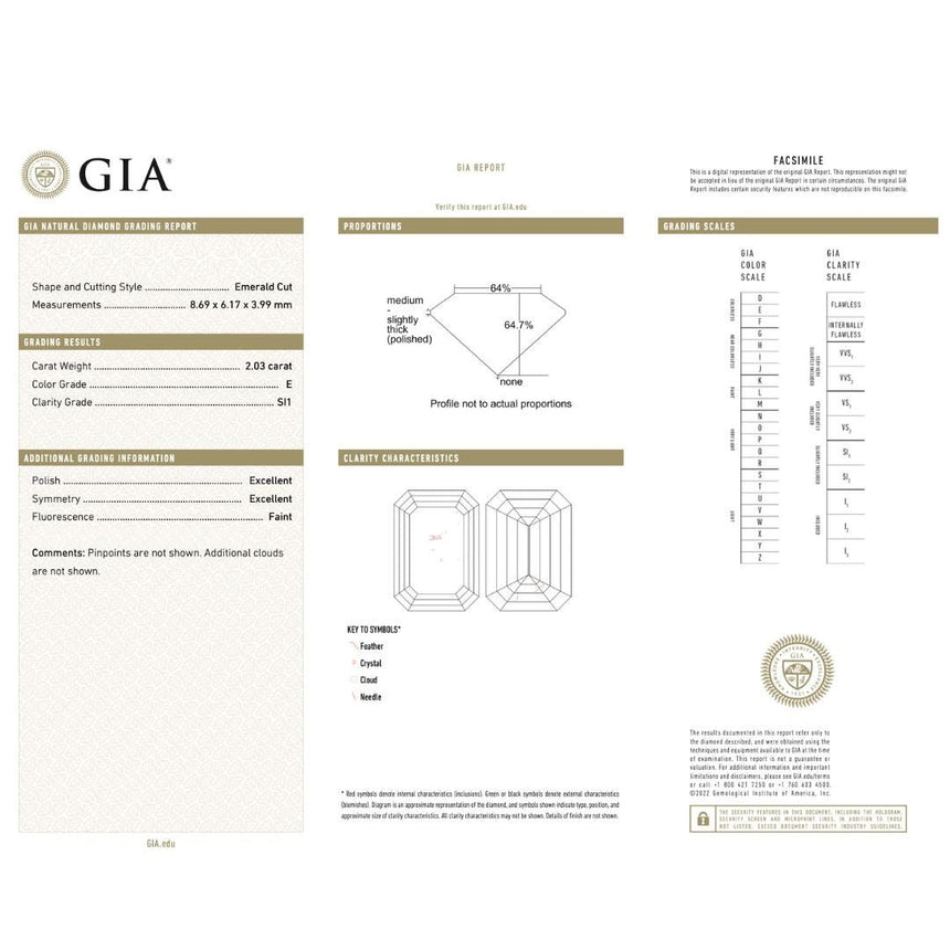 GIA Certificate for Emerald Cut Diamond Stone | Saratti Jewelry