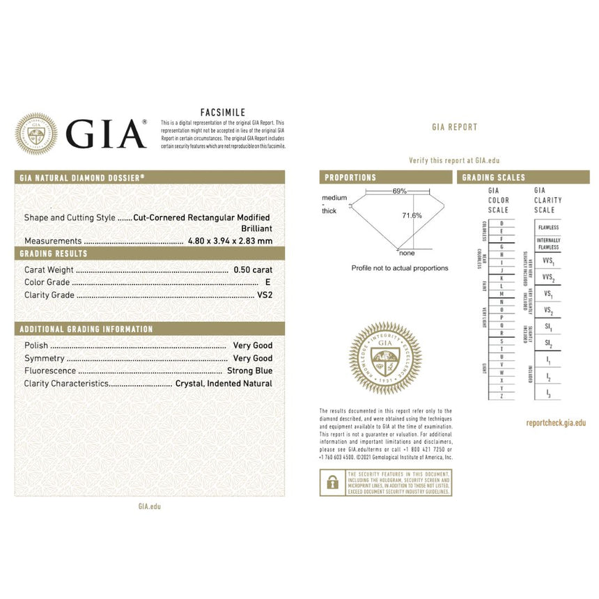 GIA Certificate for Radiant Cut Color E Diamond Loose Gemstone | Saratti