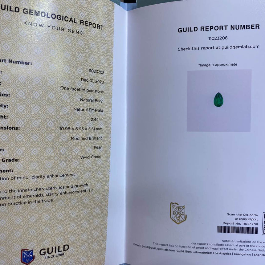 2.44-carat Pear Cut Vivid Green | GUILD Certified