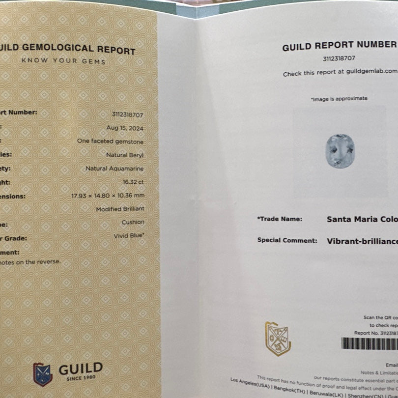 16.32cts Oval Santa Maria Natural Aquamarine Gemstone | GUILD Certified