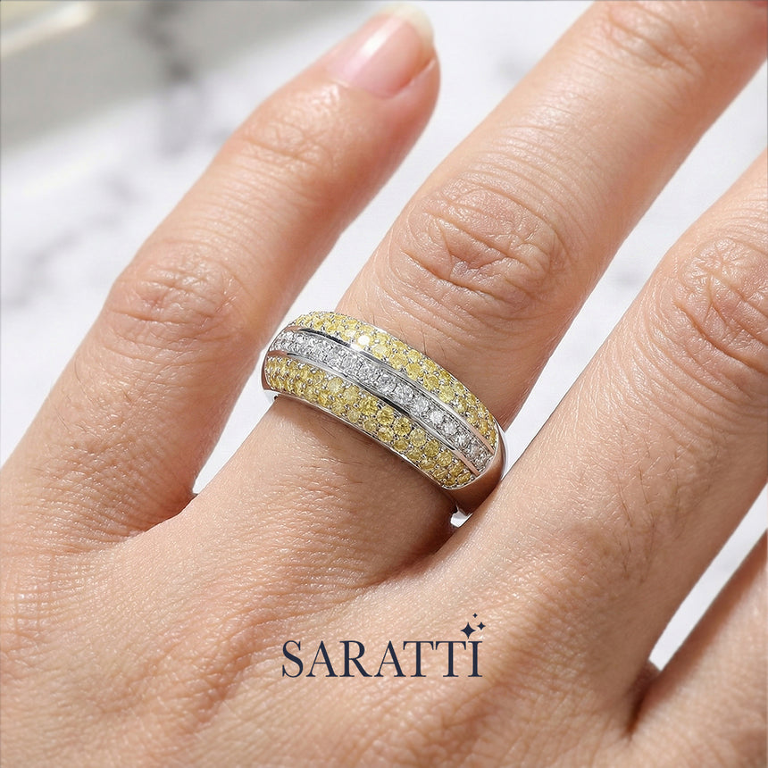 Art Deco Yellow Diamond Yellow Gold Band