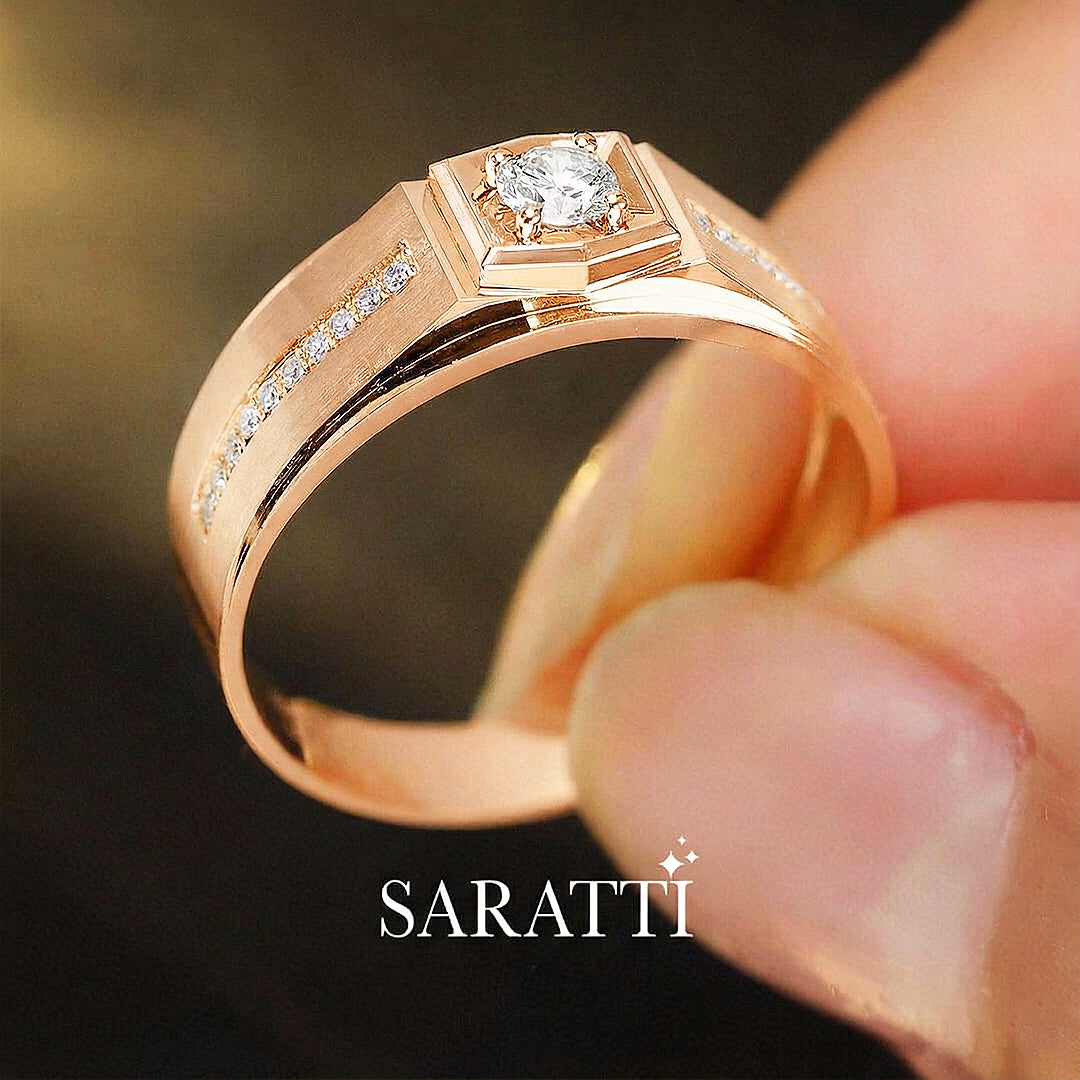 Animus Meraki diamond ring round center stone focus in 18K rose gold | SARATTI