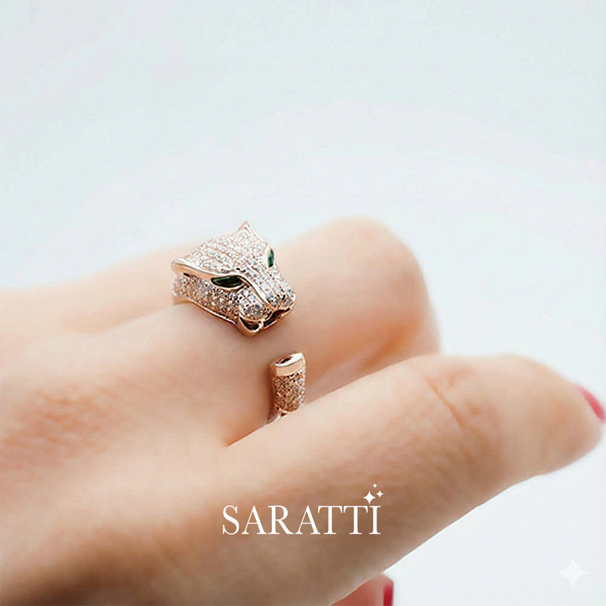 Tiger Ring Diamond Tsavorite In White Gold