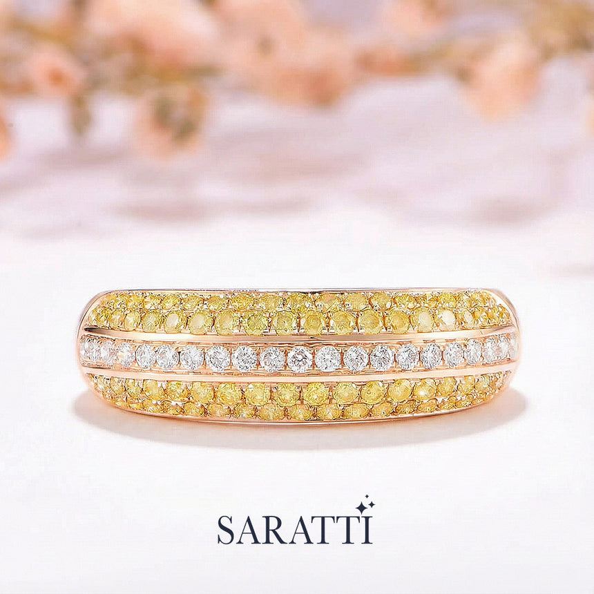 Art Deco Yellow Diamond Yellow Gold Band