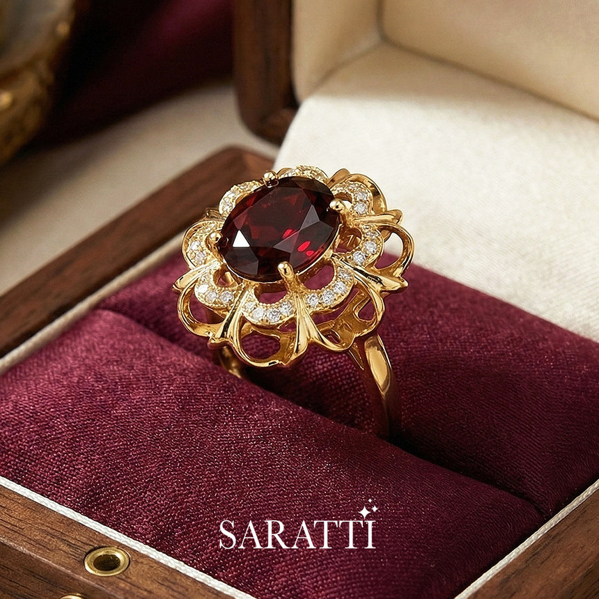 Coronet Rouge Gold Garnet Ring