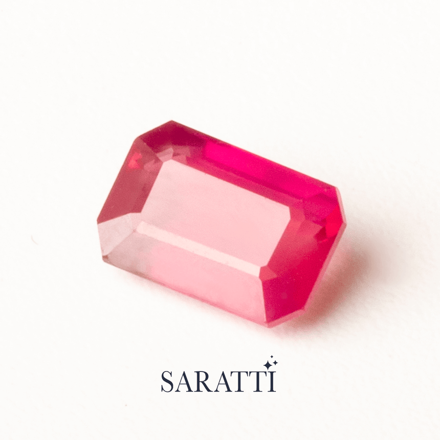 Genuine Burma Ruby Gemstone in Rectangular Shape - Pinkish Red Stone - SARATTI
