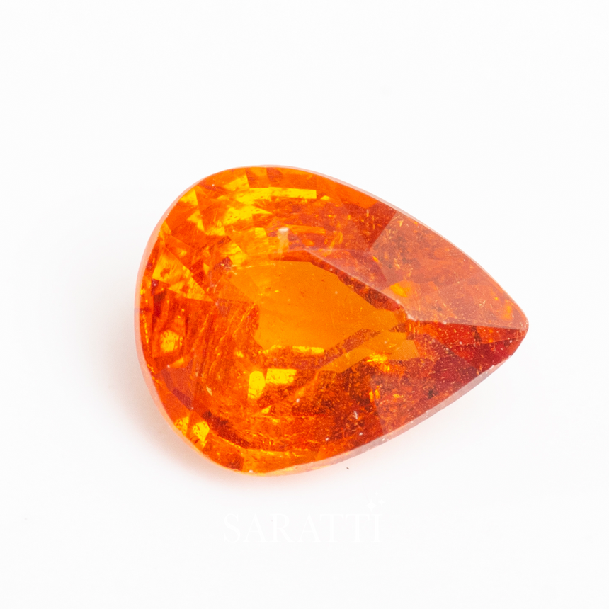 Genuine Pear Shape Natural Sperssatine Garnet Gemstone - SARATTI
