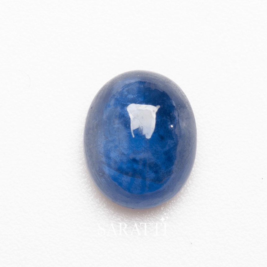 Genuine blue sapphire cabochon oval cut 6.1 × 5.1mm loose gemstone | SARATTI