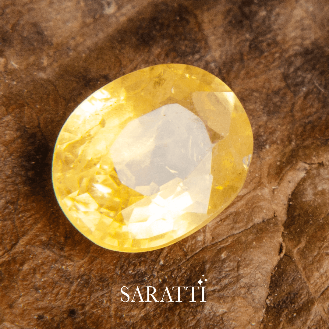 Genunine Vivid Yellow Natural Sapphire Gemstone in Oval Shape | 7.30 carats | SARATTI
