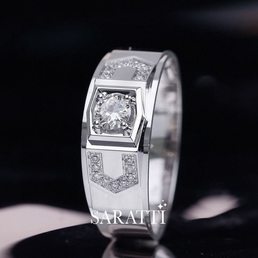 Solitaire Diamond Perspective of the Six Paths Echelon Diamond Ring for Men | Saratti