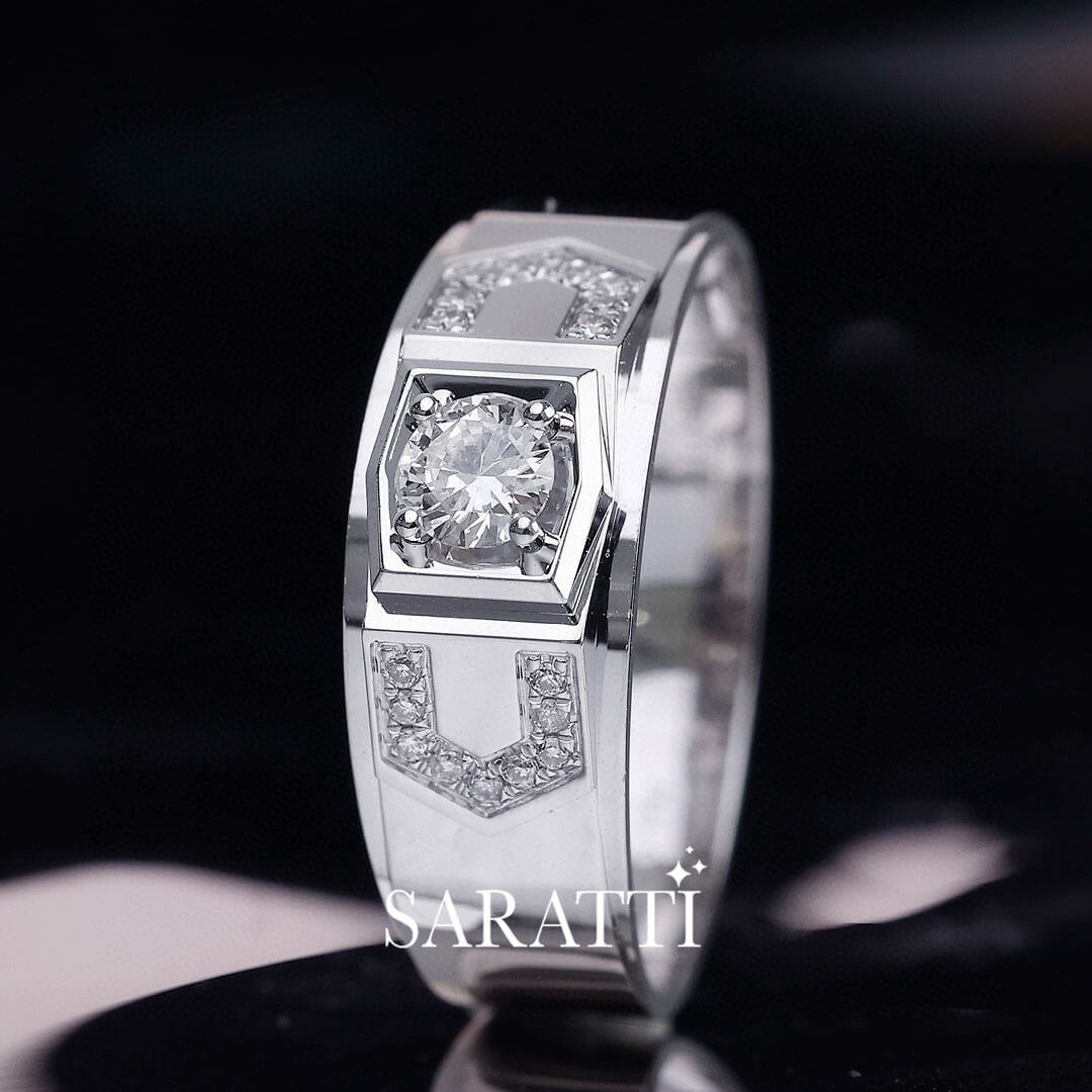 Solitaire Diamond Perspective of the Six Paths Echelon Diamond Ring for Men | Saratti 
