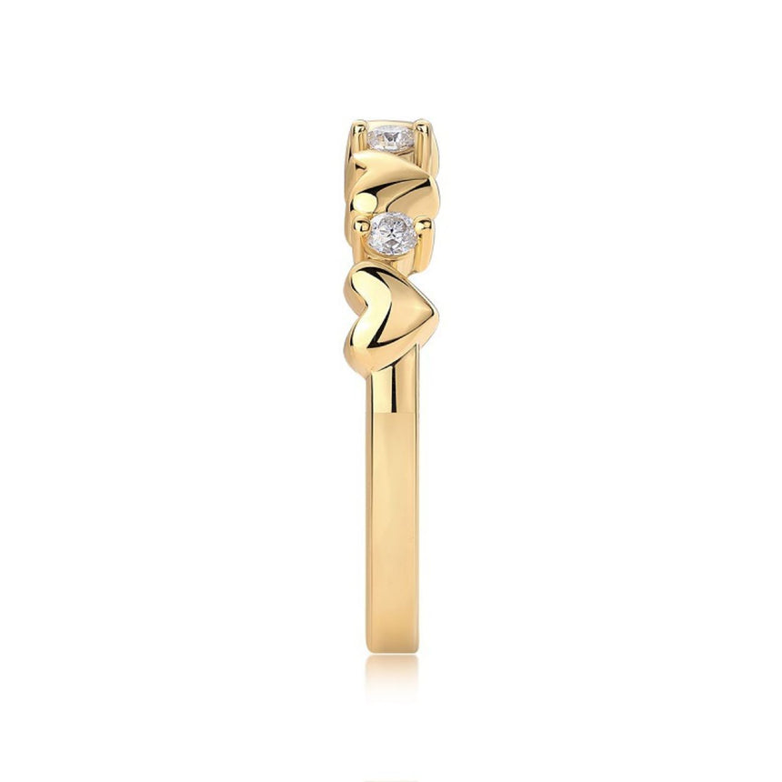 Heartbeat Mosaic: Vermeil 18K Gold Heart Diamond Band