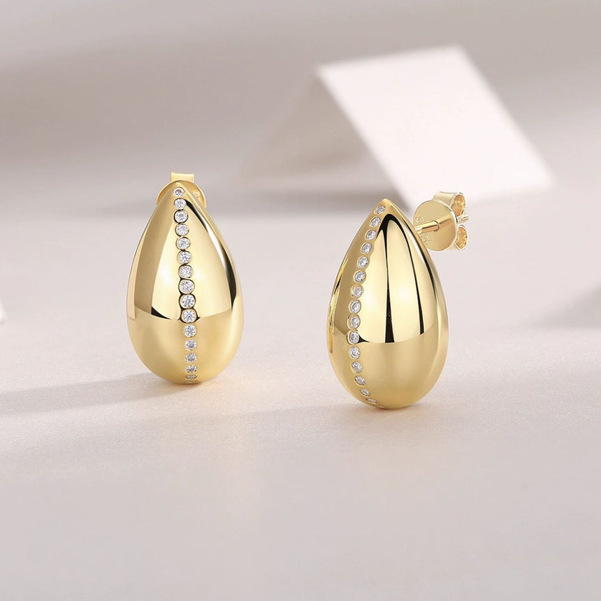 Golden Droplets : Moissanite Gold Vermeil Drop Earrings
