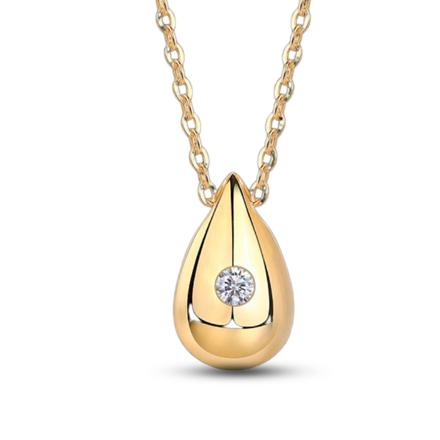 Golden Dawn: Luminous Moissanite Vermeil Teardrop Pendant