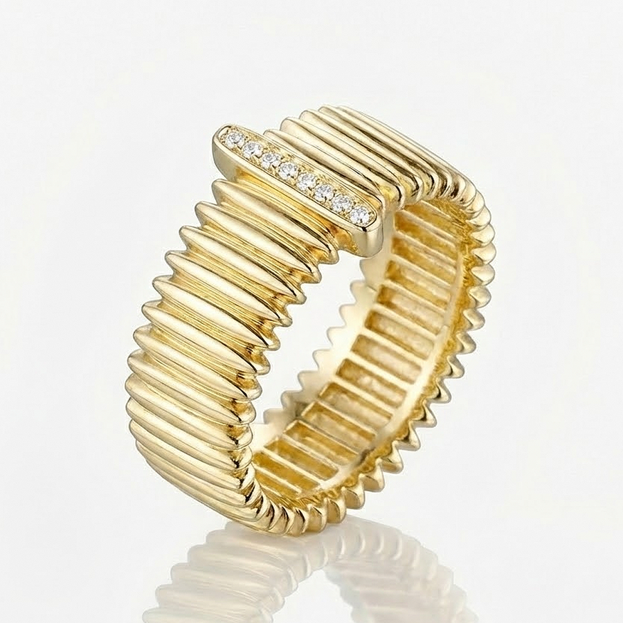 Golden Colonnade Diamond Ring - SARATTI