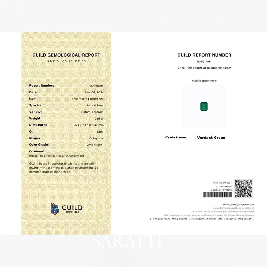 Guild Certified Emerald Close-Up | SARATTI